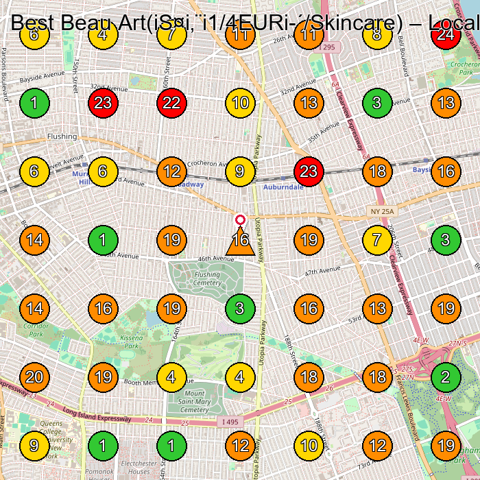 Best Beau Art(iS¤i'¨i1/4EURi-´/Skincare) Skin Care Clinic GeoGrid ranking map for Queens NY